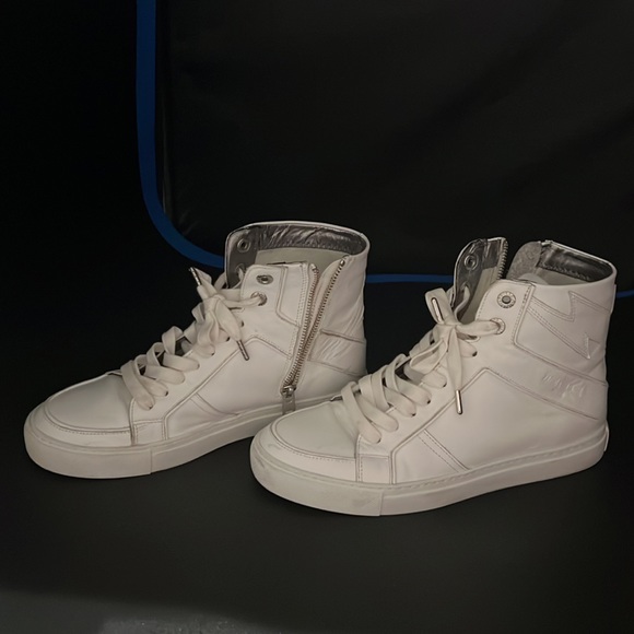 COPY - ZADIG & VOLTAIRE ZIPPERED HIGH TOPS.  WHITE size 39 Euro - Picture 6 of 6